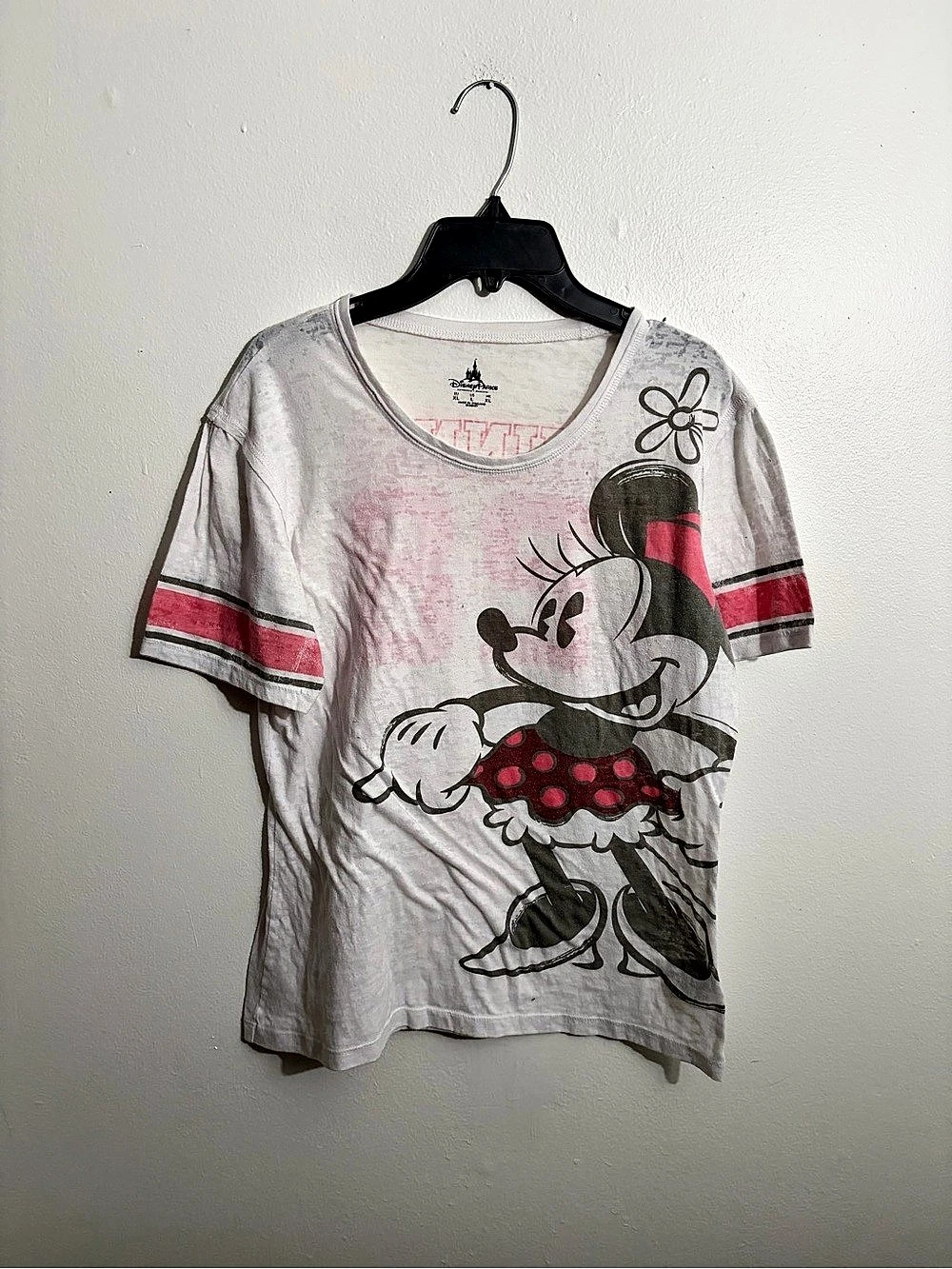 Disney Minnie Mouse Graphic Tee White Pink Size L